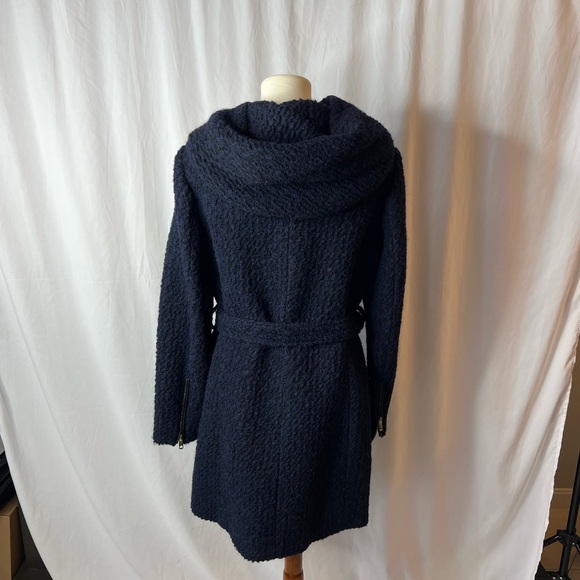 Cole Haan Signature Navy Hooded Blue Coat with Zipper & Belt - Size 12 - Picture 2 of 7